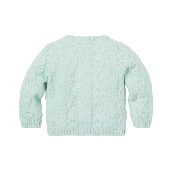 Janie and Jack NWT Cable Baby Knit Cardigan Sweater 18-24M Pastel Green Heather - Picture 2 of 4